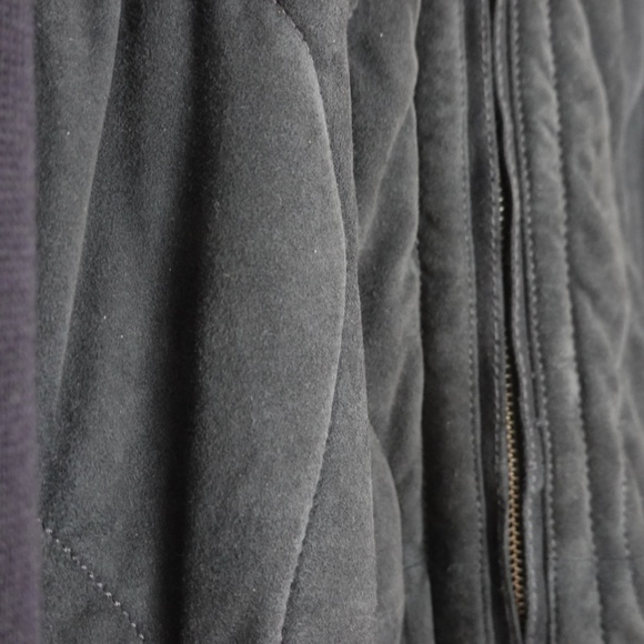 Men’s Saks Fifth Avenue Navy Blue Goatskin leather/Wool Jacket/Bomber M Italy - Picture 4 of 8